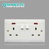 British Standard 2 Gang 13A Switch and Socket with Neon