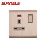 Aluminum Plate 13A British Type Single Socket with Light