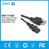 3pin Plug to 3pin Jack Power Cord, American/Canadian Type