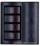 Water Resistant Marine Switch Panel Circuit Breaker with Red LED 4 Gang