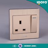 British Standard 250V 13A Wall Switched Socket Steel Plate Electric Switch