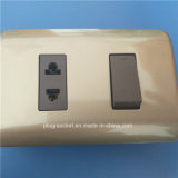 South America ABS Copper Material Gray Color Wall Switch and Socket (W-092)