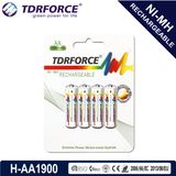 1.2V Rechargeable Low Self Discharge Nickel Metal Hydride China Fatory Battery (HR6-AA 1900mAh)