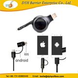 Portable 2 in 1 Retractable USB Cable Reel for iPhone Android Mobile Phone