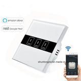 WiFi Smart Switches EU Type, Works with Echo Alexa/Google Home, 3 Gang Wireless WiFi Control Light Switch, Wall Touch Switch, APP Phone Remote Control