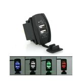 Waterproof Black LED DC12-24V Motorcycle Dual USB Power Charger Socket