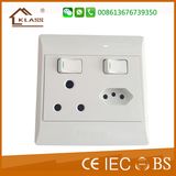 2gang 16A Switched Socket + Euro Socket