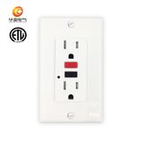 15A 125V Tamper-Resistant GFCI Socket with LED Indicator, White, ETL Approval