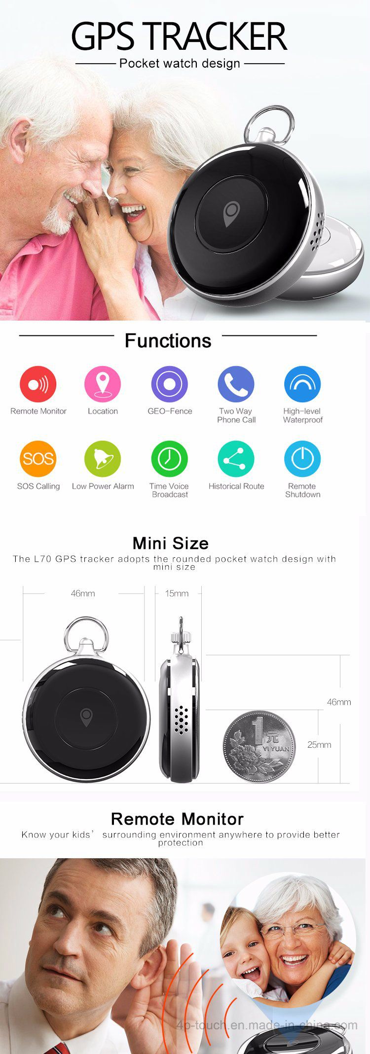 Hot Selling Mini GPS Tracker with GPS+Agps+Lbs+WiFi Pm02