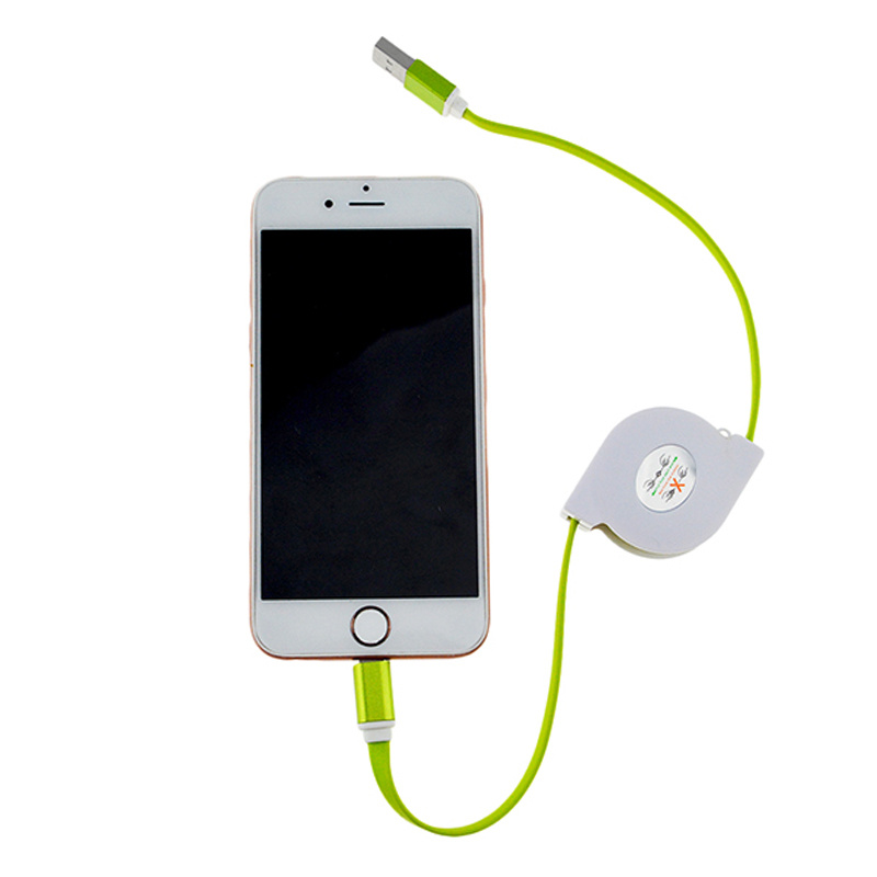 1m Retractable Flat Noodle Micro USB Cable Data Sync Phone Charger USB Cable for iPhone