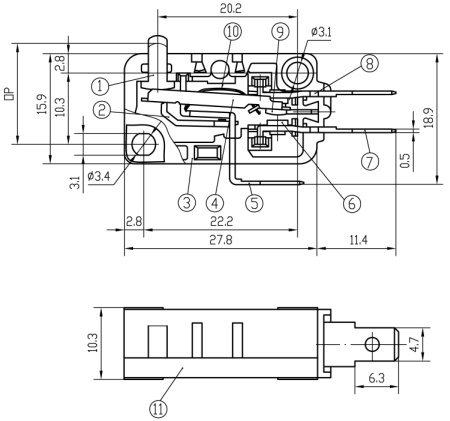 SGS 16A Miniature Spdt Micro Switch with Short Roller