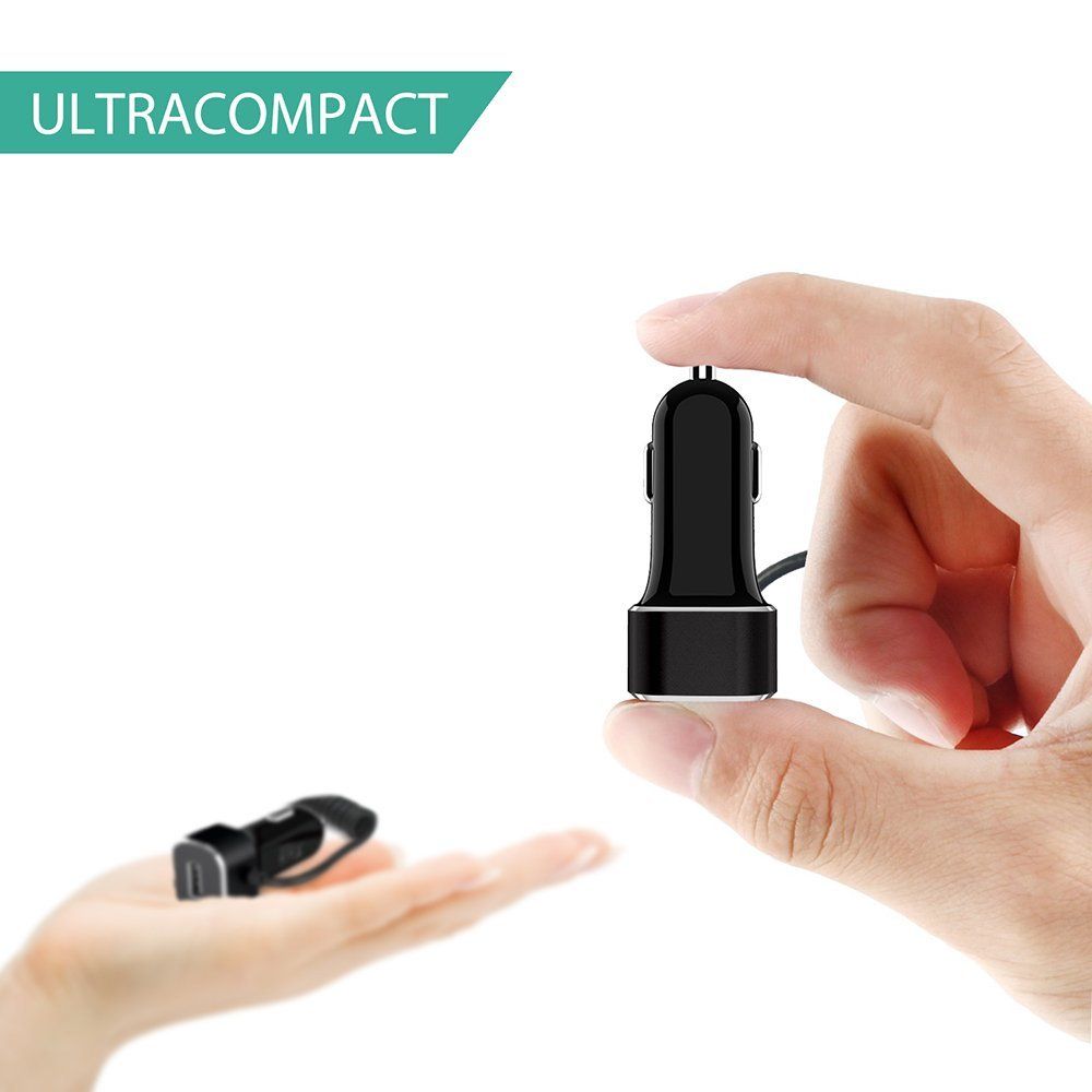 5.4A Car Charger Adapter with Integrated Built-in Type-C 3.1 Cord