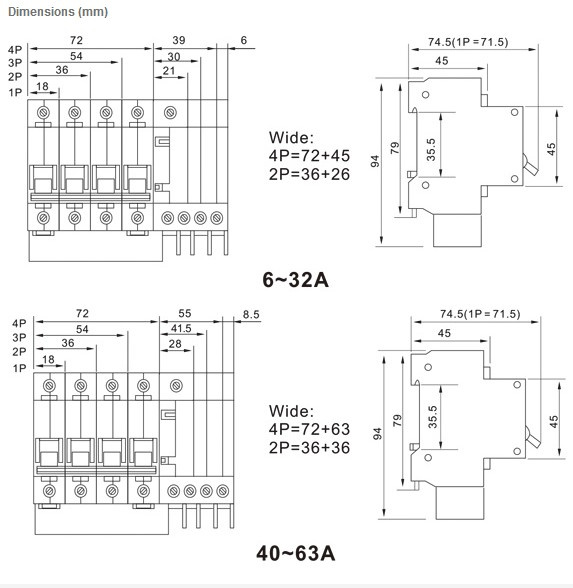 Dz47le-63 Electronic Type RCBO (RCCB with Overcurrent Protection)