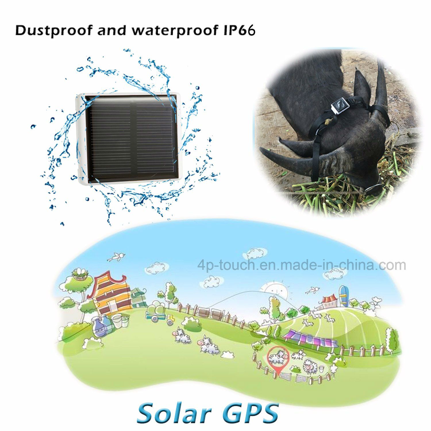 Animal GPS Tracker with Solar Power Charging (V26)