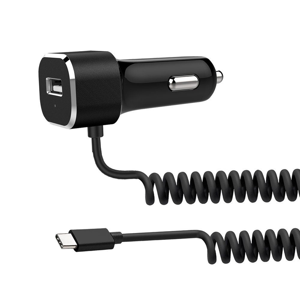 5.4A Car Charger Adapter with Integrated Built-in Type-C 3.1 Cord