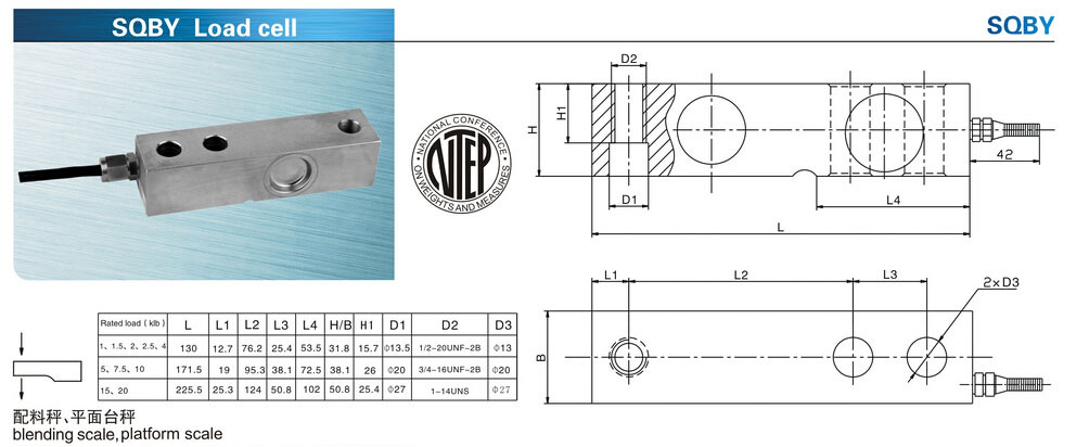 Keli Ntep Approval Shear Beam Load Cell Sqby 1-20klb