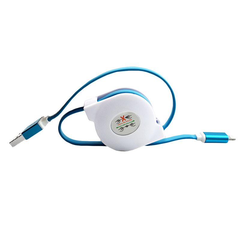 1m Retractable Flat Noodle Micro USB Cable Data Sync Phone Charger USB Cable for iPhone