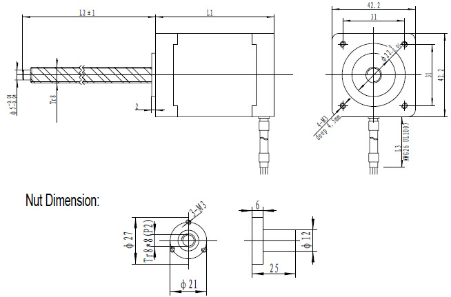 NEMA 17 Linear Stepper Motor with Lead Screw