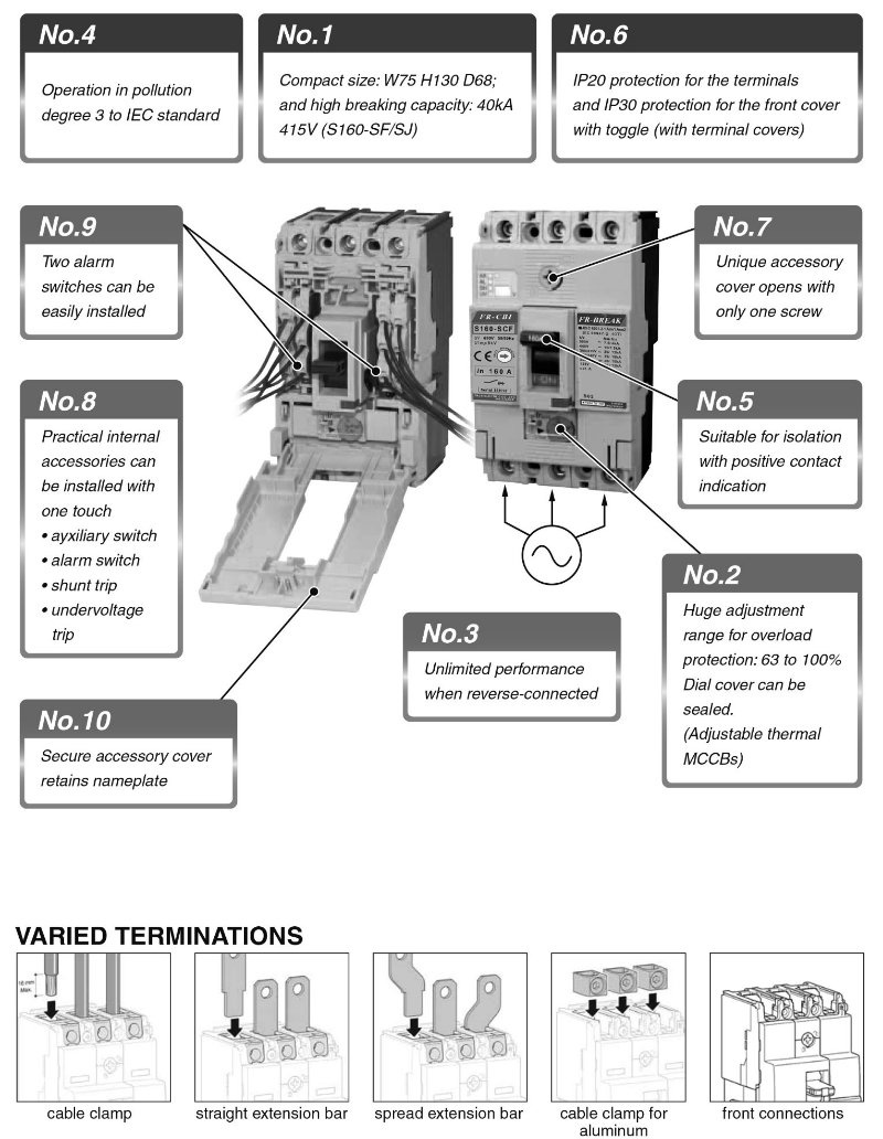 S160-Scf Moulded Case Circuit Breaker 2, 3, 4 Poles -MCCB