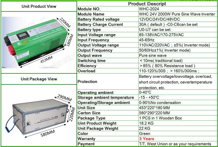 DC to AC 2000W Low Frequency Pure Sine Inverter