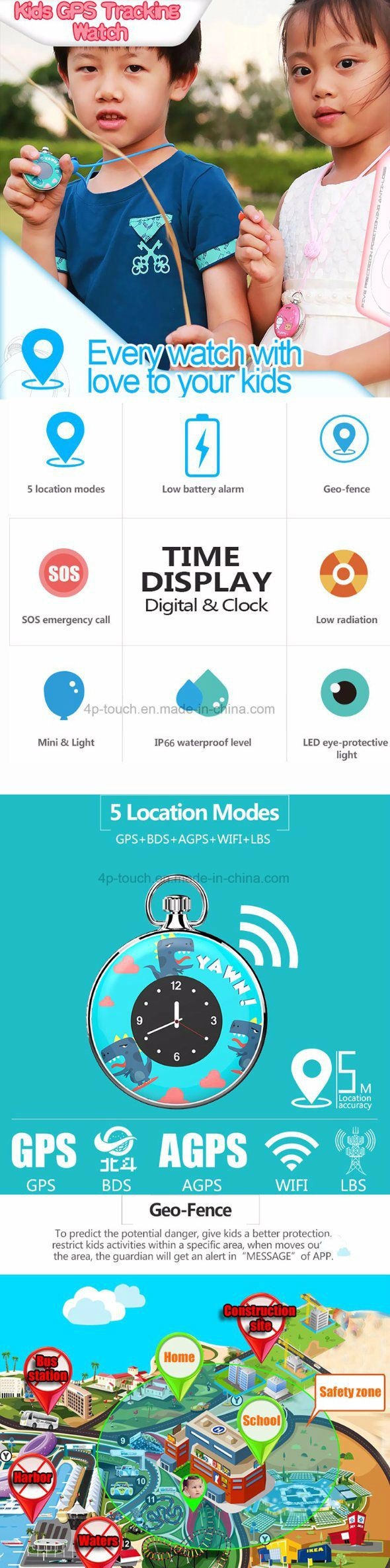 IP66 Waterproof Mini GPS Tracker with Two-Way Time Display Pm03