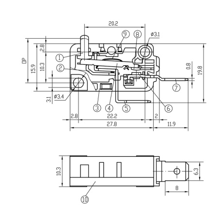 SGS 25 (10) a Micro Snap Action Limit Switch with Middle Long Lever