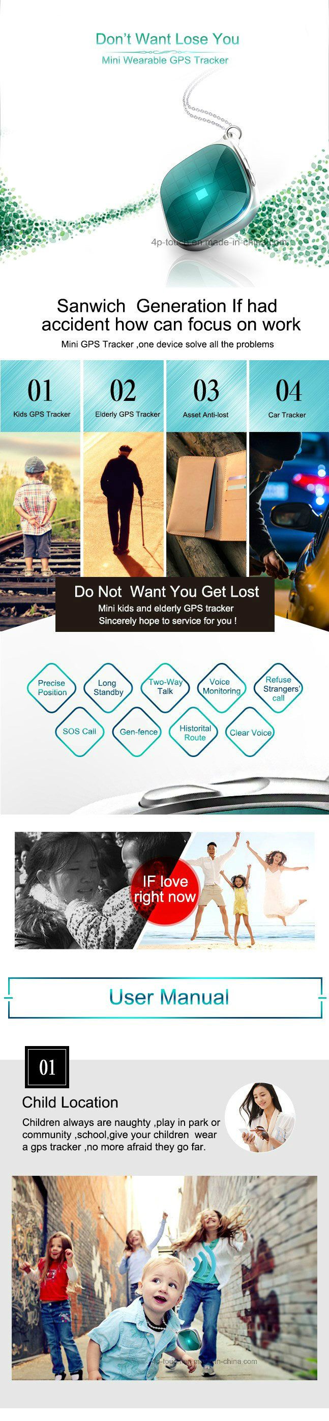 Micro SIM Card Mini GPS Tracker for Person/Cat/Pet (A9)