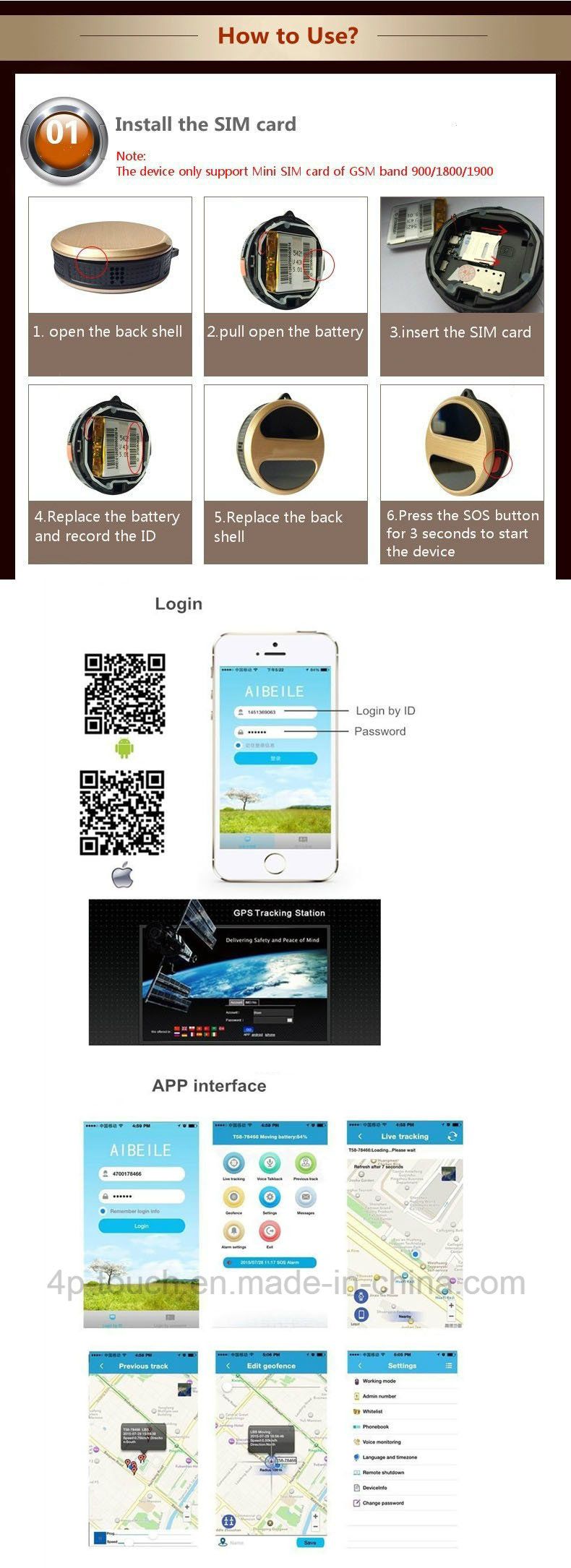 Newest GPS Tracker for Person / Pets / Kids (T8S)