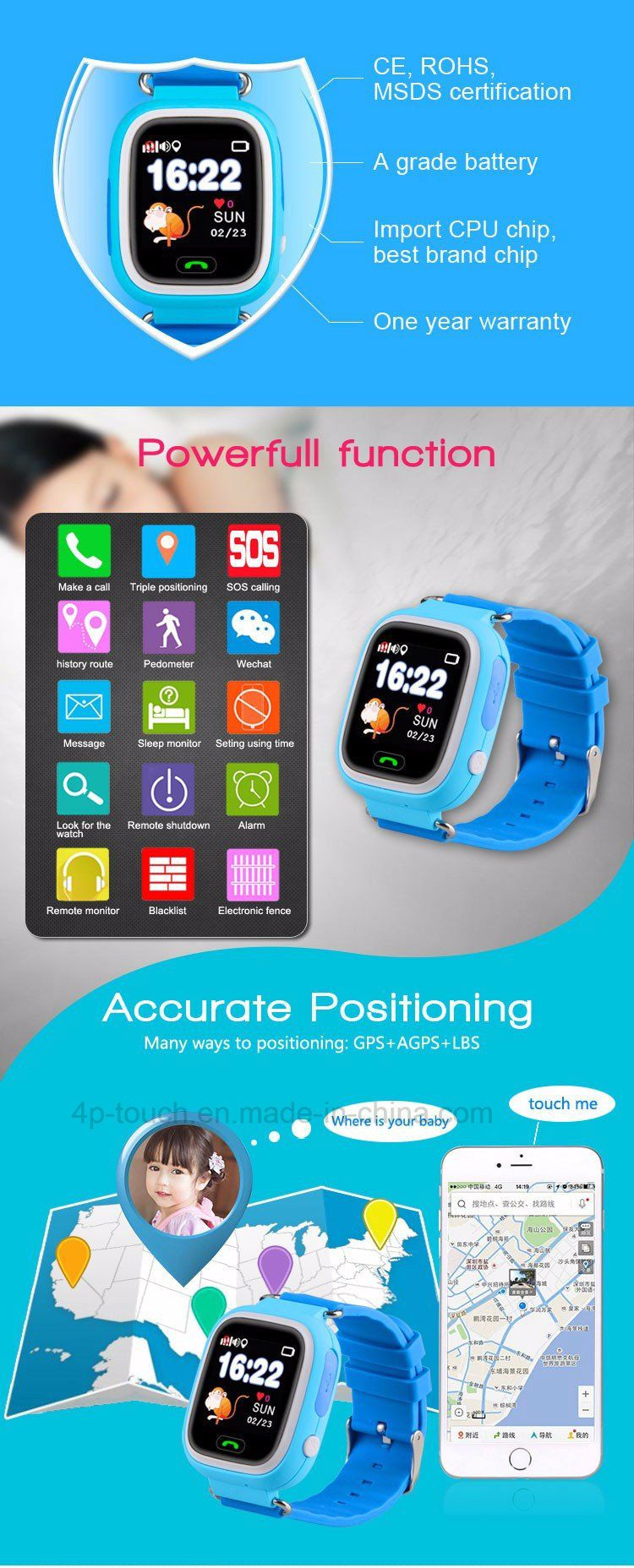 Safety Kids GPS Tracker Watch with Two Way Communication D15