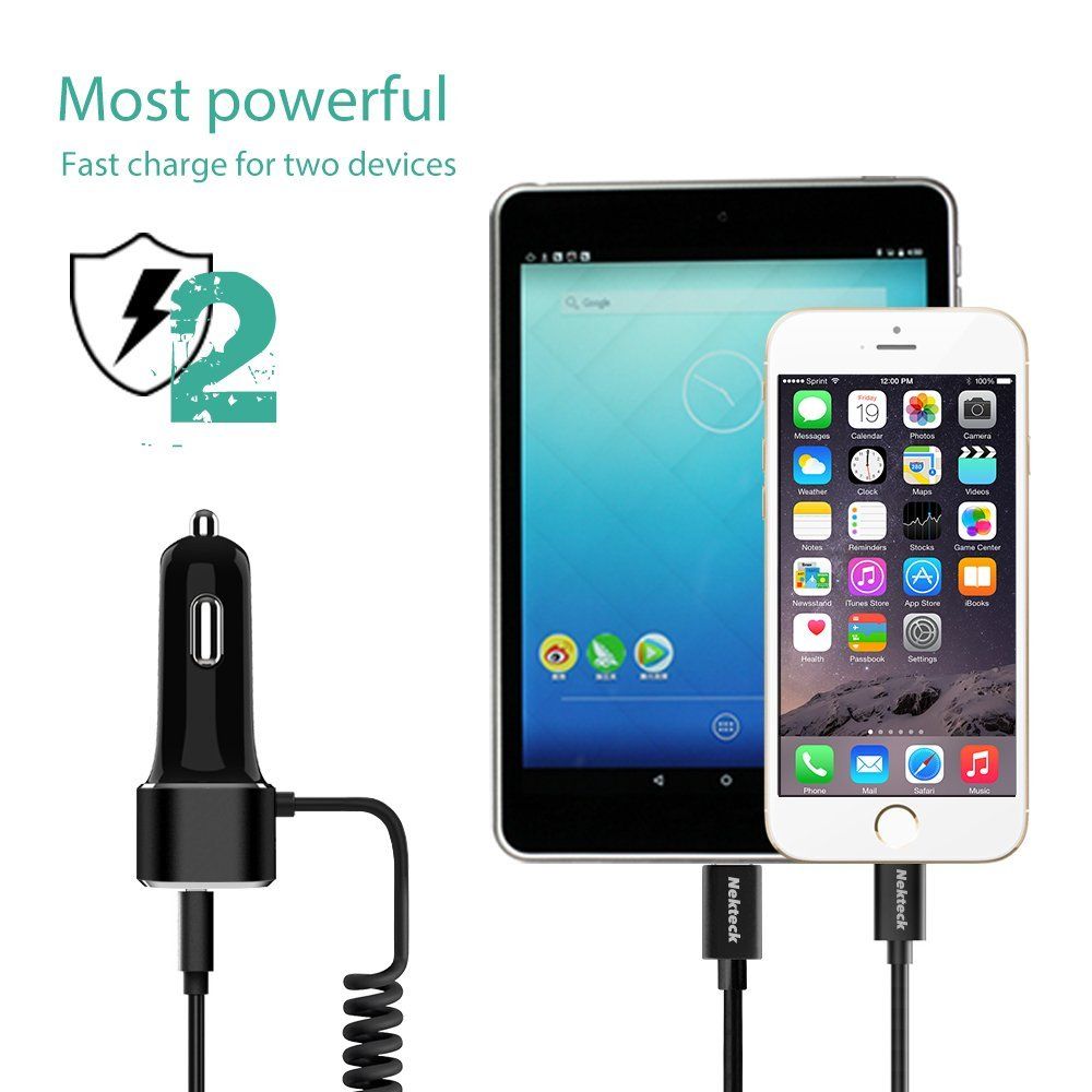 5.4A Car Charger Adapter with Integrated Built-in Type-C 3.1 Cord