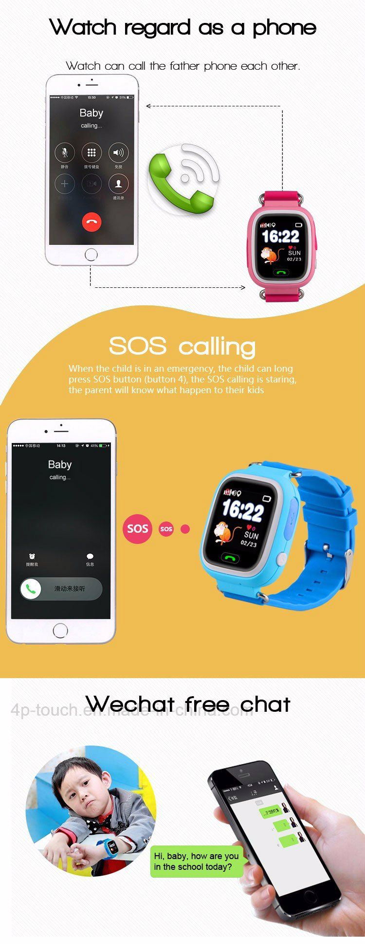 Safety Kids GPS Tracker Watch with Two Way Communication D15