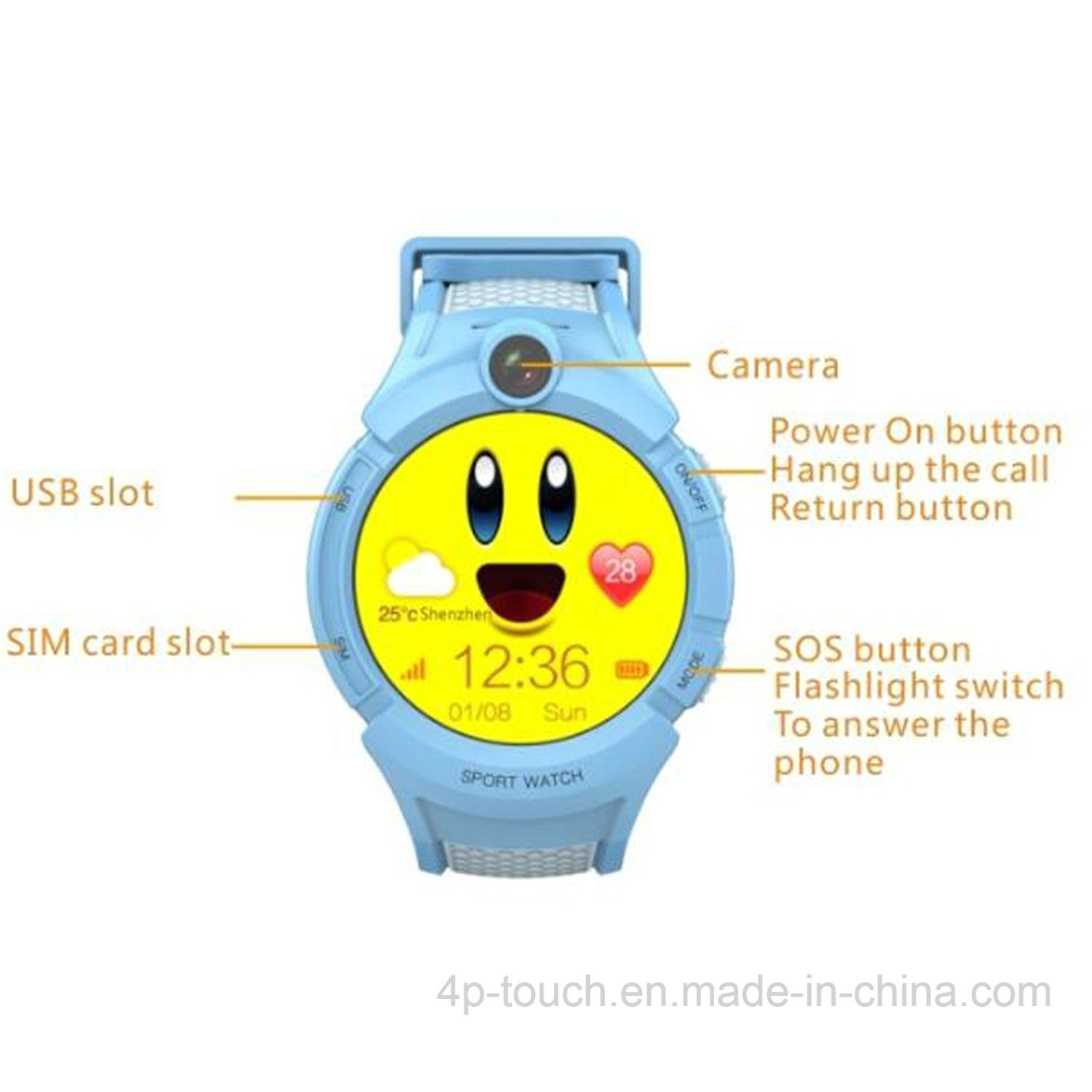 1.4'' Round Screen GPS Watch Tracker with Camera (D14)