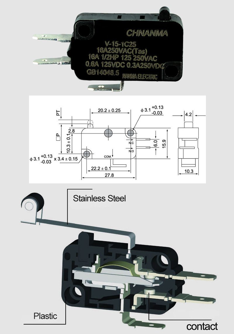 Linear on-off Plasctic Push Button Micro Switch
