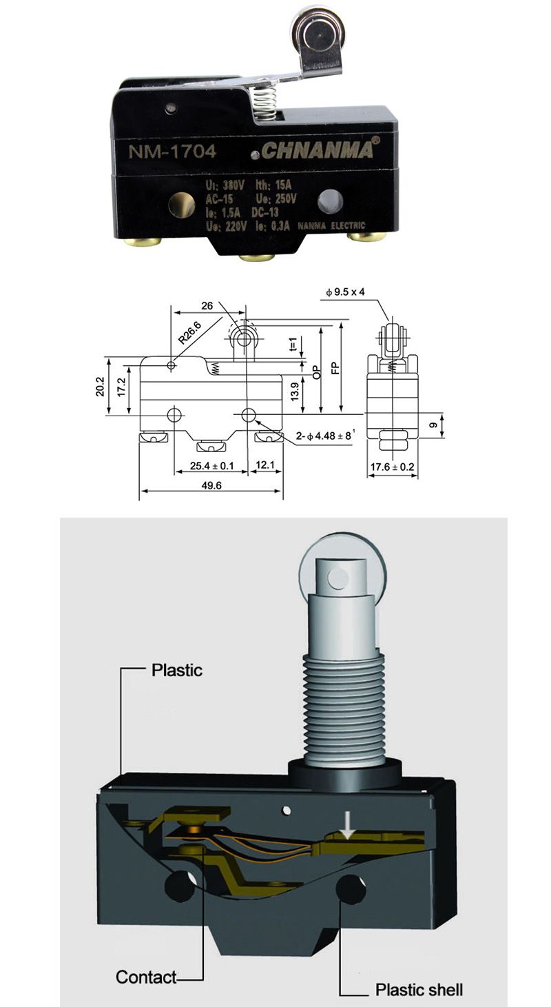 Roller Lever 1A125VAC Micro Switch
