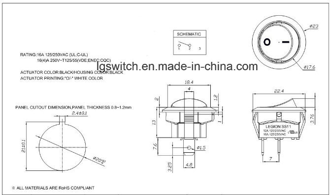 Power on-off 2 Position Micro Round Push Button Boat Rocker Switches