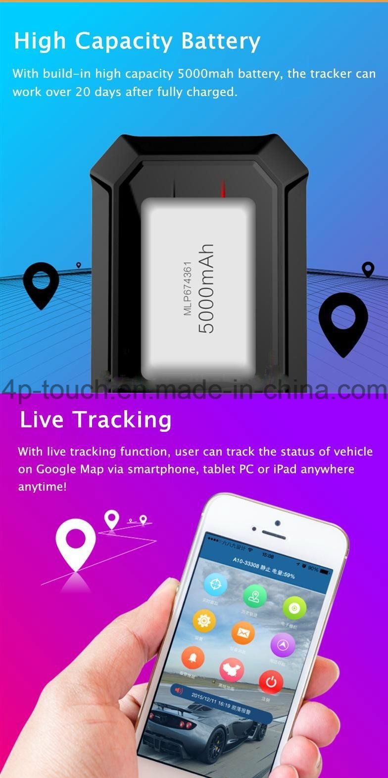 Vehicle GPS Tracker with GPS+Lbs Dual Mode Location (A10)