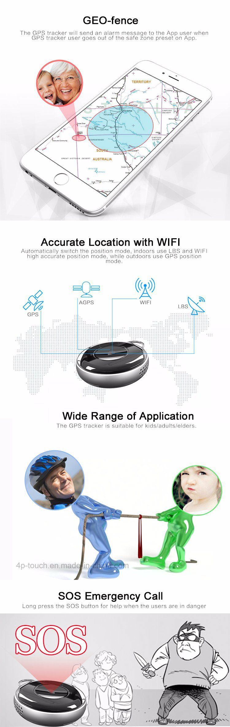 Hot Selling Mini GPS Tracker with GPS+Agps+Lbs+WiFi Pm02