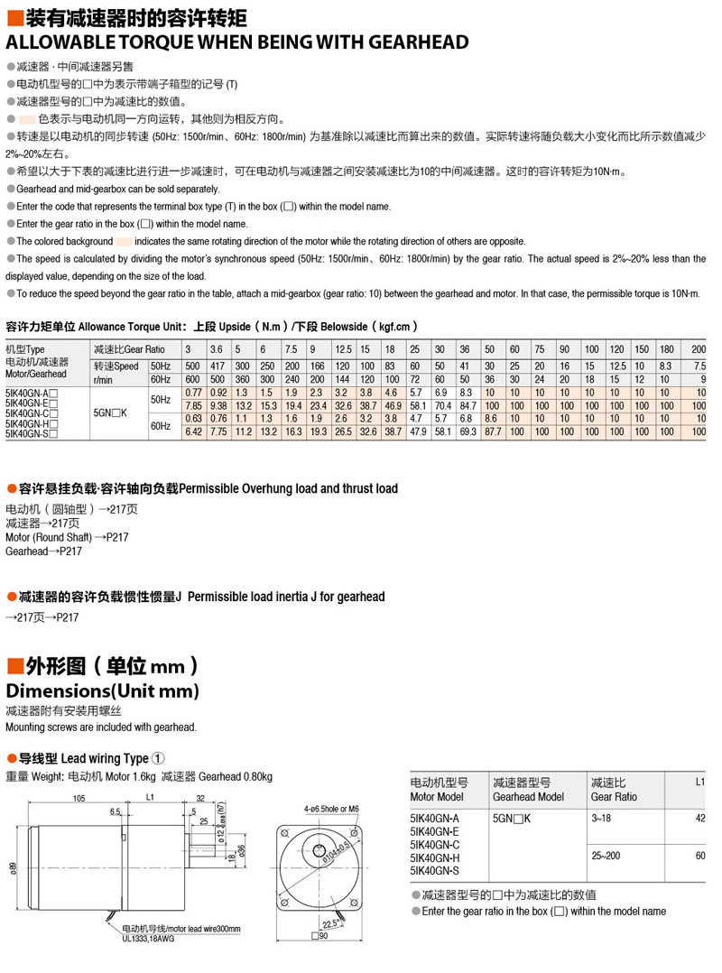 40W 90mm Induction Motor