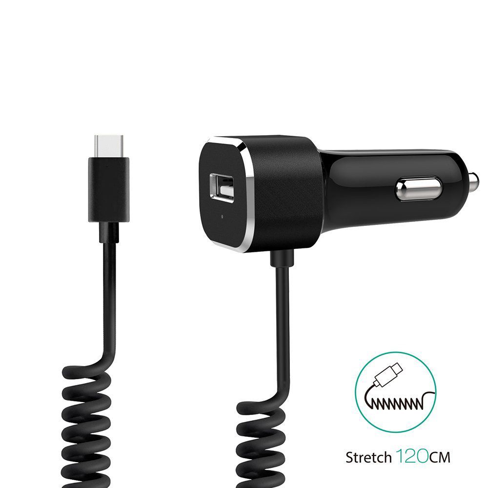 5.4A Car Charger Adapter with Integrated Built-in Type-C 3.1 Cord