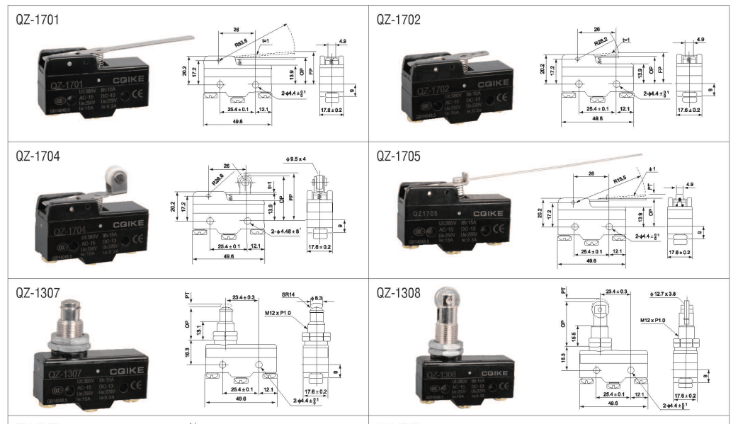 Waterproof IP67 Wlca12-2-Q Electrical Limit Switch Wlca12-2-Q